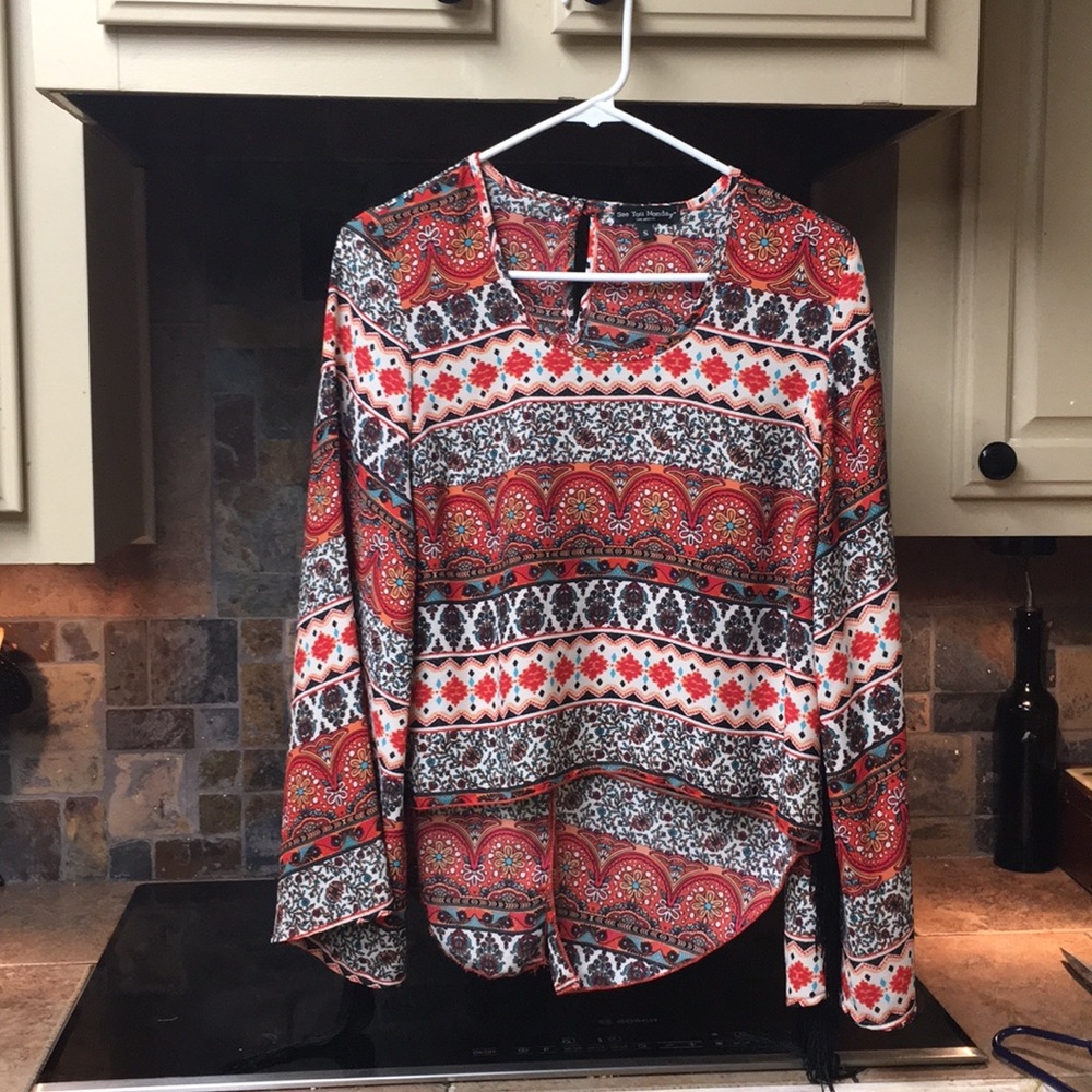 See you Monday split top with under-arm fringe